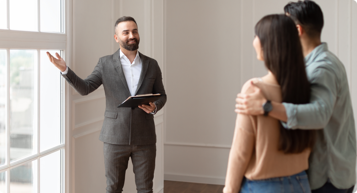 Realtor showing home to a couple